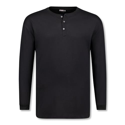 ADAMO Übergrößen Langarmshirt mit Knopfleiste Modell Sven schwarz 2XL-10XL Regular Fit, Größe:4XL von ADAMO