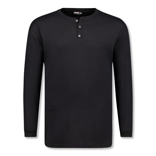 ADAMO Übergrößen Langarmshirt mit Knopfleiste Modell Sven schwarz 2XL-10XL Regular Fit, Größe:4XL von ADAMO