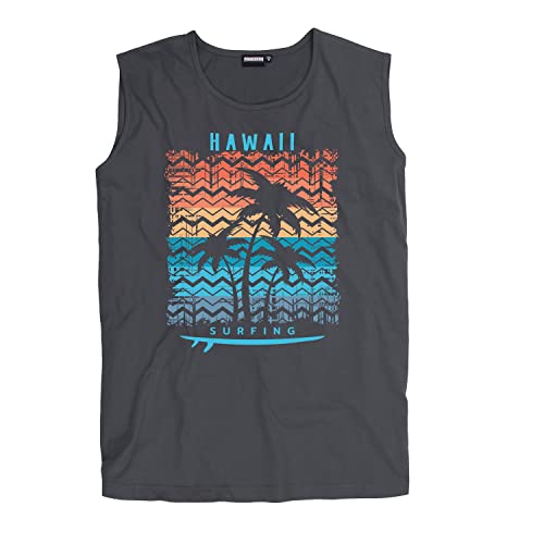 ADAMO Übergrößen Muskelshirt 'Hawaii' für Herren in anthrazit mit Brustaufdruck 2XL-12XL, Größe:4XL von ADAMO