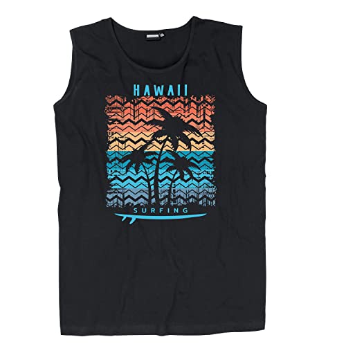 ADAMO Übergrößen Muskelshirt 'Hawaii' für Herren in schwarz mit Brustaufdruck 2XL-12XL, Größe:4XL von ADAMO