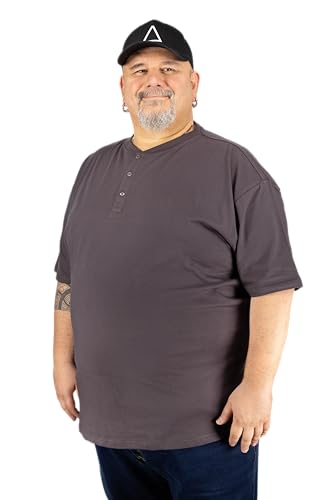 ADAMO Herren T-Shirt mit Knopfleiste Regular FIT Graumeliert Serie Silas in Übergrößen bis 10XL, Größe:8XL von ADAMO