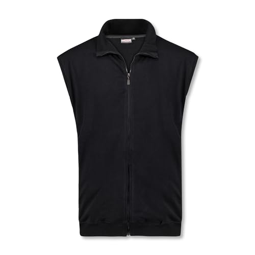 ADAMO Weste Herren für Übergrößen 100% Baumwolle, Schwarz, 12XL I Angenehme Arbeitsweste Herren I Sweatweste mit 2 Eingrifftaschen mit Reißverschluss von ADAMO