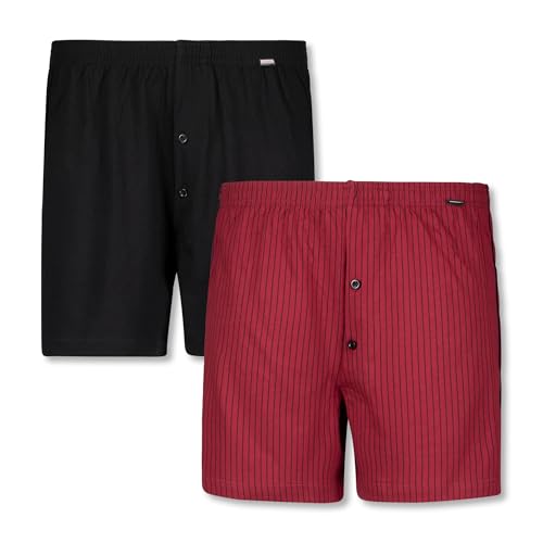 ADAMO Boxershorts David | Herren Boxershorts I Männer Shorts | Boxershorts Men | Shorts Herren I Herrenunterwäsche I 100% Baumwolle 2er Pack in weinrot/schwarz Übergrößen 8-20 / XXL-8XL, Größe:8 von ADAMO