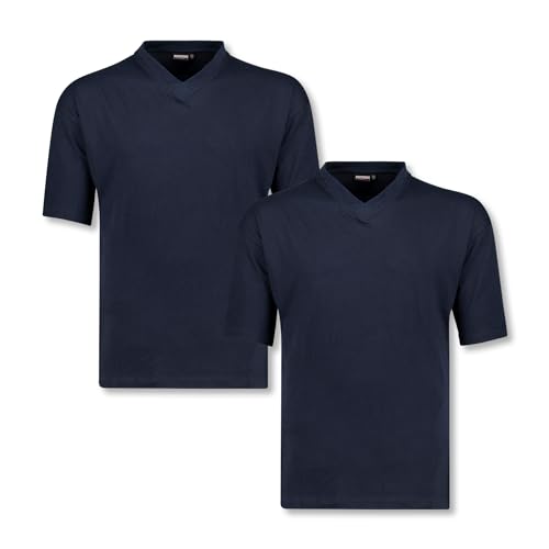 Doppelpack T-Shirt V-Ausschnitt Navy in Übergrößen bis 12XL, Größe:10XL von ADAMO