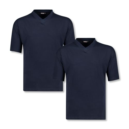 Doppelpack T-Shirt V-Ausschnitt Navy in Übergrößen bis 12XL, Größe:8XL von ADAMO