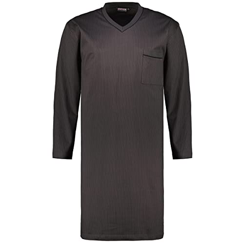 ADAMO Langarm-Nachthemd anthrazit mit schwarzen Streifen bis Übergröße 10XL, Grau, 6XL von ADAMO