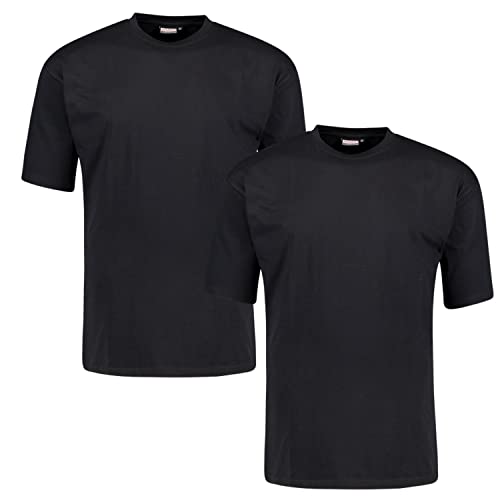 ADAMO T-Shirt Herren für Übergrößen Doppelpack, 100% Baumwolle, Schwarz, 12XL I Angenehme T-Shirts für Herren mit Rundhals I T-Shirt Übergrößen Männer von ADAMO