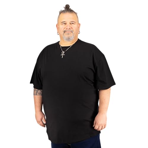 ADAMO T-Shirt Herren für Übergrößen Doppelpack, 100% Baumwolle, Schwarz, 4XL I Angenehme T-Shirts für Herren mit Rundhals I T-Shirt Übergrößen Männer von ADAMO
