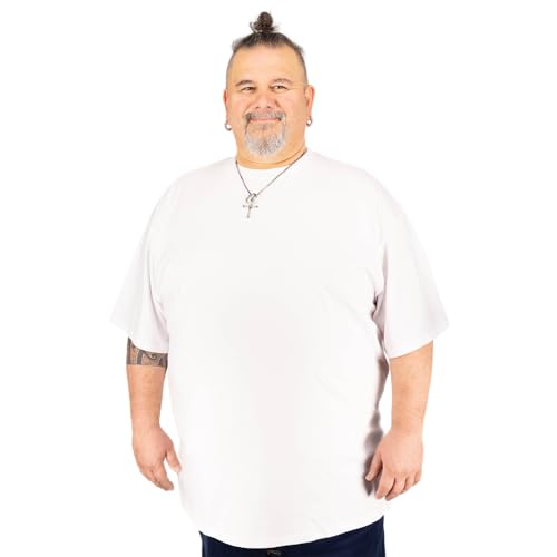 ADAMO T-Shirt Herren für Übergrößen Doppelpack, 100% Baumwolle, Weiß, 6XL I Angenehme T-Shirts für Herren mit Rundhals I T-Shirt Übergrößen Männer von ADAMO