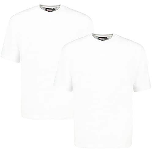 ADAMO T-Shirt Herren für Übergrößen Doppelpack, 100% Baumwolle, Weiß, 8XL I Angenehme T-Shirts für Herren mit Rundhals I T-Shirt Übergrößen Männer von ADAMO