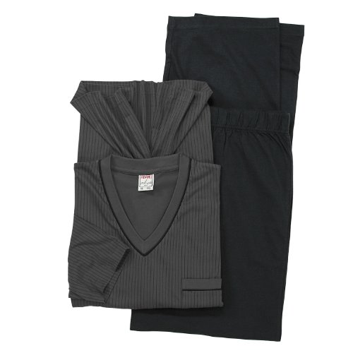 Übergrößen Pyjama lang - von Adamo, anthrazit gestreift, Größe:3XL von ADAMO