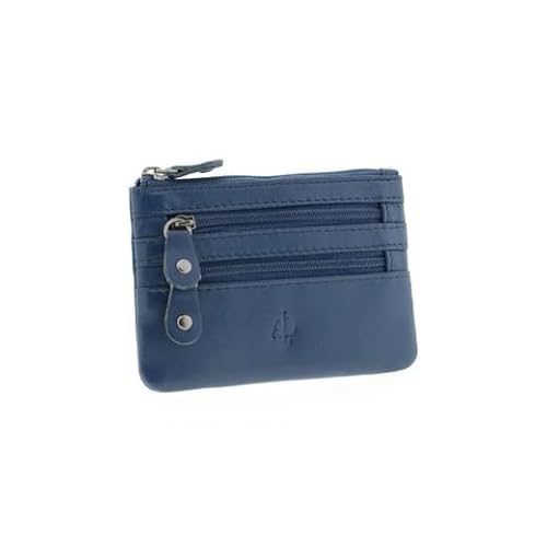 ADAPELL Geldbörse mit 3 Reißverschlüssen, 12 x 8 cm, Marineblau, Marineblau, Talla única, Casual von ADAPELL