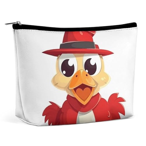 ADASGHBY Tragbare kleine Kosmetiktasche, niedliche Reise-Make-up-Tasche, Flugzeug, wasserdichte Kulturtasche für Damen, Huhn trägt Hut, Einheitsgröße ADASGHBY Tragbare kleine Kosmetiktasche, niedliche Reise-Make-up-Tasche, Flugzeug, wasserdichte Kulturtasche für Damen, Huhn trägt Hut, Einheitsgröße von ADASGHBY