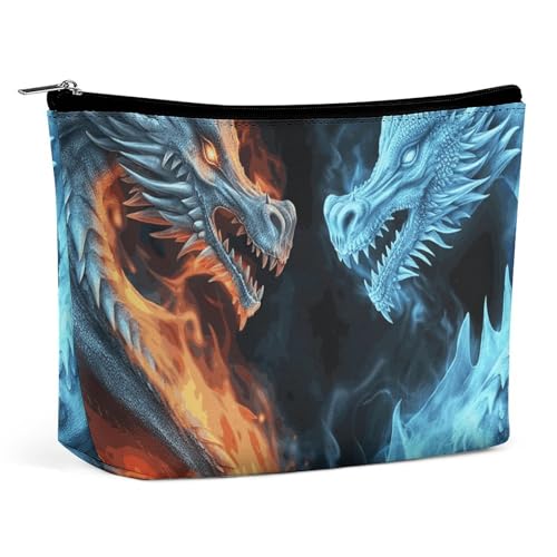 ADASGHBY Tragbare kleine Kosmetiktasche, niedliche Reise-Make-up-Tasche, Jurassic Periode, Dinosaurier, wasserdichte Kulturtasche für Damen, Eis- und Feuerdrachen, Einheitsgröße von ADASGHBY