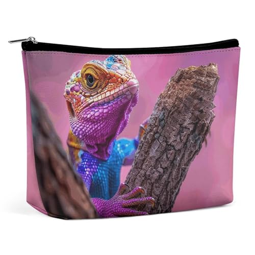 ADASGHBY Tragbare kleine Kosmetiktasche, niedliche Reise-Make-up-Tasche, hellblaue Blütenblätter, wasserdicht, Kulturbeutel für Damen, Eidechse auf dem Ast, Einheitsgröße ADASGHBY Tragbare kleine Kosmetiktasche, niedliche Reise-Make-up-Tasche, hellblaue Blütenblätter, wasserdicht, Kulturbeutel für Damen, Eidechse auf dem Ast, Einheitsgröße von ADASGHBY