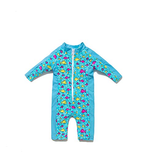 ADAVERANO Baby Jungen Sonnenanzüge UV50+ Badebeklideung Wimsuit Mit Sonnenhut.(Der See,86-92Cm) von ADAVERANO