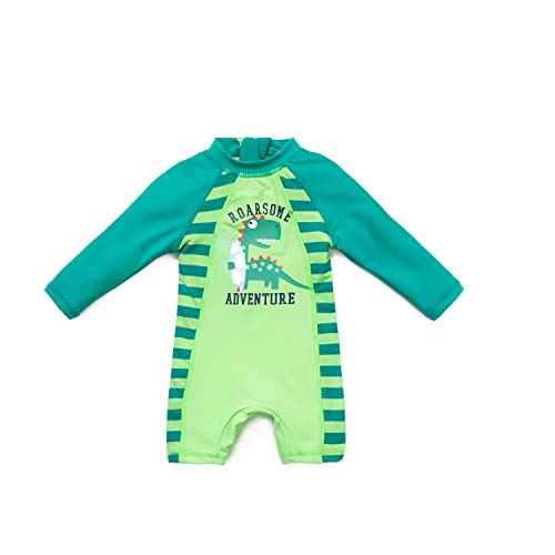 ADAVERANO Baby Jungen Sonnenanzüge UV50+ Badebeklideung Wimsuit Mit Sonnenhut.(Der grüne Dinosaurier,62-68Cm) von ADAVERANO