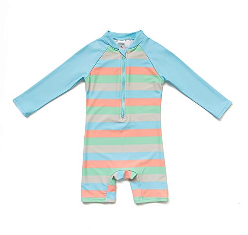 ADAVERANO Baby Jungen Sonnenanzüge UV50+ Badebeklideung Wimsuit Mit Sonnenhut.(Graue und Blaue Streifen,92-98Cm) von ADAVERANO