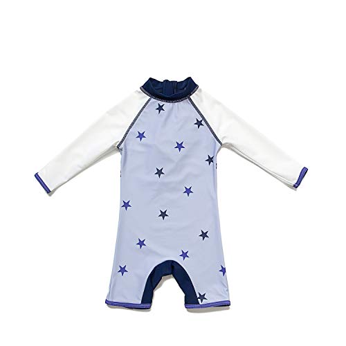 ADAVERANO Baby Jungen Sonnenanzüge UV50+ Badebeklideung Wimsuit Mit Sonnenhut.(Lila Sterne,80-86Cm) von ADAVERANO