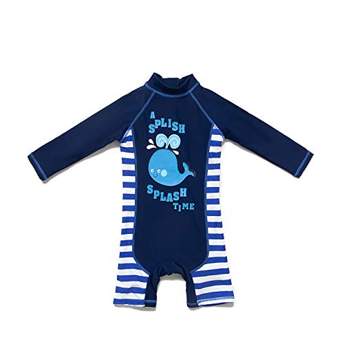 ADAVERANO Baby Jungen Sonnenanzüge UV50+ Badebeklideung Wimsuit Mit Sonnenhut.(The Whale,62-68Cm) von ADAVERANO