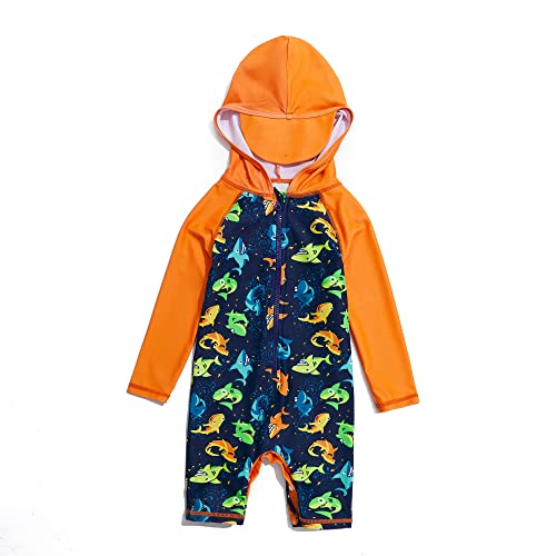 ADAVERANO Baby Jungen Sonnenanzüge UV50+ In einem Stück Reißverschluss vorne Badebeklideung MIT Kapuze.(The Shark,62-68Cm) von ADAVERANO