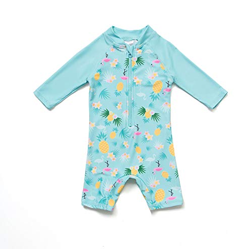 ADAVERANO Baby Mädchen Badebeklideung/Sonnenanzüge UV50+ In einem Stück Reißverschluss mit Sonne Hut.(Ananas,92-98Cm) von ADAVERANO