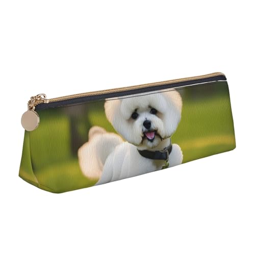 ADAhgu Federmäppchen mit Bichon-Frisé-Motiv auf dem Gras, vielseitig einsetzbar, leicht, mit Reißverschluss, Stiftaufbewahrung, Schule, Studenten von ADAhgu