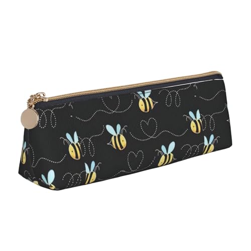 ADAhgu Federmäppchen mit Bienen-Motiv, vielseitig einsetzbar, leicht, mit Reißverschluss, Stiftaufbewahrung, Schule, Studenten von ADAhgu