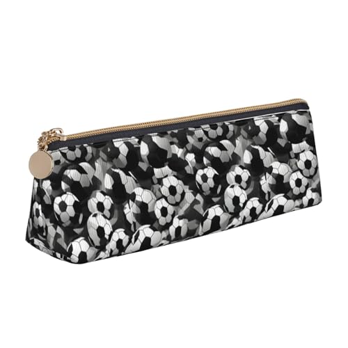 ADAhgu Federmäppchen mit Fußball-Muster, vielseitig einsetzbar, leicht, mit Reißverschluss, für Schule, Studenten, Schwarz und Weiß von ADAhgu