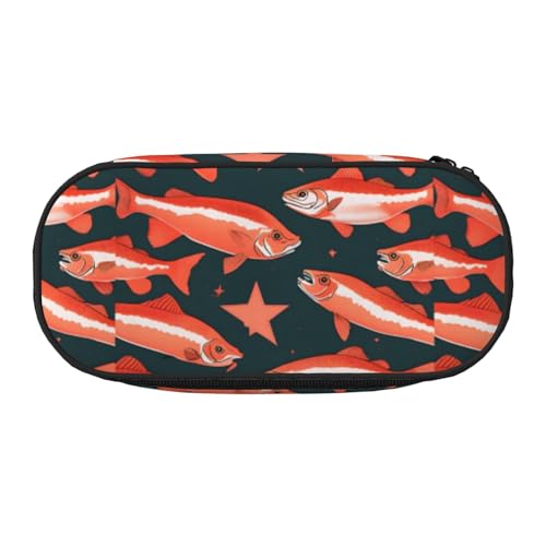 ADAhgu Federmäppchen mit Lachsdruck, für Schule, Studenten, Reisen, Büro, Schreibwaren, Make-up, Schwarz , Einheitsgröße, Taschen-Organizer ADAhgu Federmäppchen mit Lachsdruck, für Schule, Studenten, Reisen, Büro, Schreibwaren, Make-up, Schwarz , Einheitsgröße, Taschen-Organizer von ADAhgu