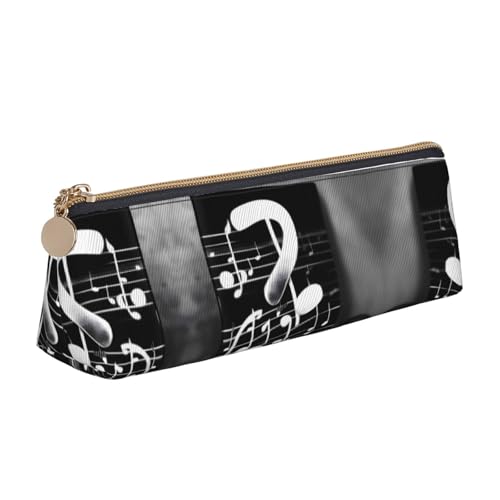 ADAhgu Federmäppchen mit Musiknoten-Aufdruck, vielseitig einsetzbar, leicht, mit Reißverschluss, für Schule, Studenten, Schwarz / Weiß von ADAhgu