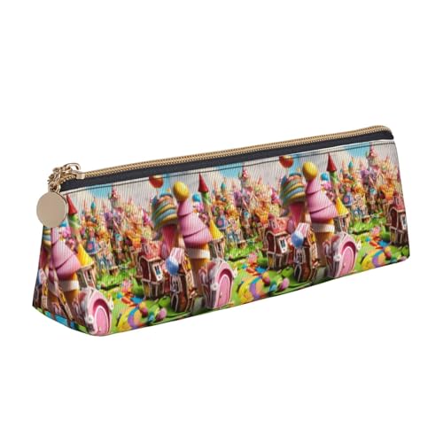 ADAhgu Federmäppchen mit Süßigkeitenland-Druck, vielseitig, leicht, mit Reißverschluss, Stiftaufbewahrung, Schule, Studenten von ADAhgu