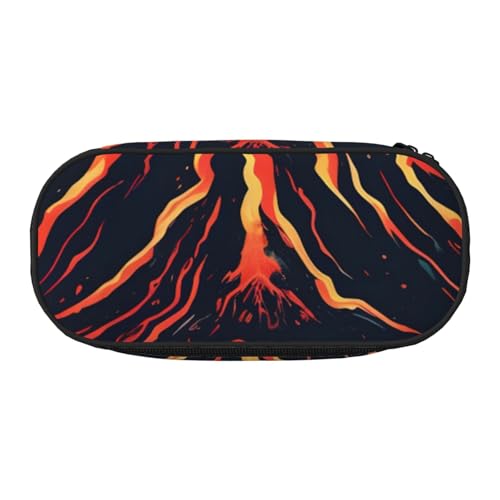 ADAhgu Federmäppchen mit Vulkan-Druck, für Schule, Studenten, Reisen, Büro, Schreibwaren, Make-up-Organizer, Schwarz , Einheitsgröße, Taschen-Organizer von ADAhgu