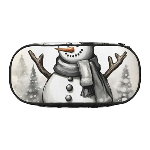 ADAhgu Federmäppchen mit Weihnachtsmotiv und Schneemann-Motiv, für Schule, Studenten, Reisen, Büro, Schreibwaren, Make-up-Organizer, Schwarz , Einheitsgröße, Taschen-Organizer von ADAhgu