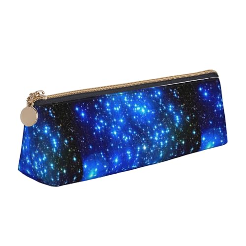 ADAhgu Federmäppchen mit blauem Sternendruck, vielseitig einsetzbar, leicht, mit Reißverschluss, Stiftaufbewahrung, Schule, Studenten von ADAhgu