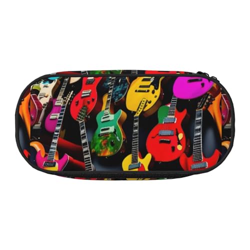 ADAhgu Federmäppchen mit buntem Gitarrendruck, für Schule, Studenten, Reisen, Büro, Schreibwaren, Make-up, Schwarz , Einheitsgröße, Taschen-Organizer ADAhgu Federmäppchen mit buntem Gitarrendruck, für Schule, Studenten, Reisen, Büro, Schreibwaren, Make-up, Schwarz , Einheitsgröße, Taschen-Organizer von ADAhgu