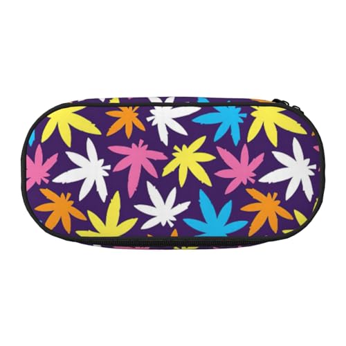 ADAhgu Federmäppchen mit buntem Unkrautmuster, für Schule, Studenten, Reisen, Büro, Schreibwaren, Make-up-Organizer, Schwarz , Einheitsgröße, Taschen-Organizer von ADAhgu