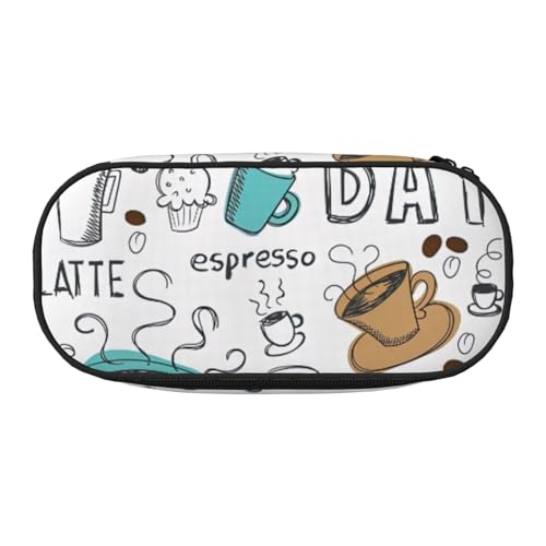 ADAhgu Federmäppchen mit köstlichem Kaffee-Aufdruck, für Schule, Studenten, Reisen, Büro, Schreibwaren, Make-up-Organizer, Schwarz , Einheitsgröße, Taschen-Organizer von ADAhgu