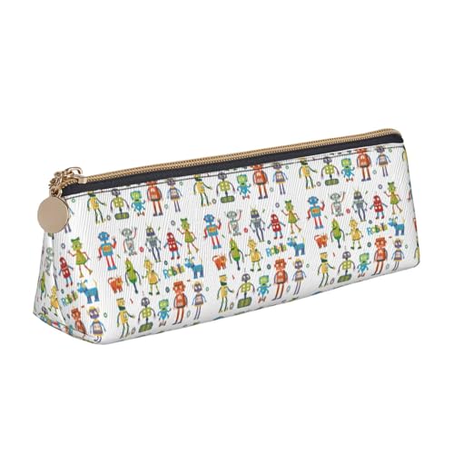 ADAhgu Federmäppchen mit niedlichem Cartoon-Roboter-Druck, vielseitig einsetzbar, leicht, mit Reißverschluss, Stiftaufbewahrung, Schule, Studenten von ADAhgu