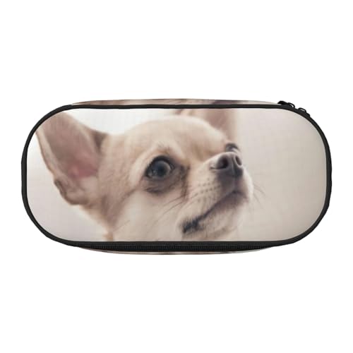 ADAhgu Federmäppchen mit niedlichem Chihuahua-Druck, für Schule, Studenten, Reisen, Büro, Schreibwaren, Make-up, Schwarz , Einheitsgröße, Taschen-Organizer von ADAhgu