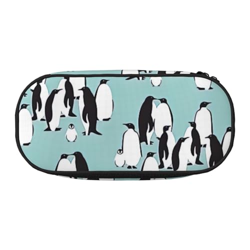 ADAhgu Federmäppchen mit niedlichem Pinguin-Aufdruck, für Schule, Studenten, Reisen, Büro, Schreibwaren, Make-up-Organizer, Schwarz , Einheitsgröße, Taschen-Organizer von ADAhgu