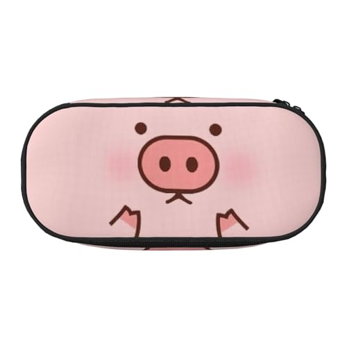 ADAhgu Federmäppchen mit niedlichem Schweine-Aufdruck, für Schule, Studenten, Reisen, Büro, Schreibwaren, Make-up-Organizer, Schwarz , Einheitsgröße, Taschen-Organizer von ADAhgu