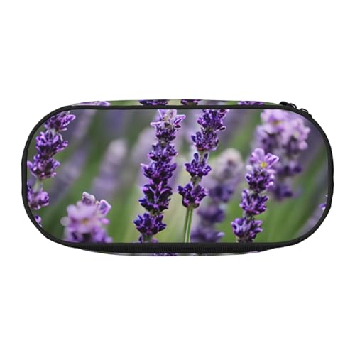 ADAhgu Federmäppchen mit violettem Lavendel-Blumendruck, für Schule, Studenten, Reisen, Büro, Schreibwaren, Make-up-Organizer, Schwarz , Einheitsgröße, Taschen-Organizer von ADAhgu