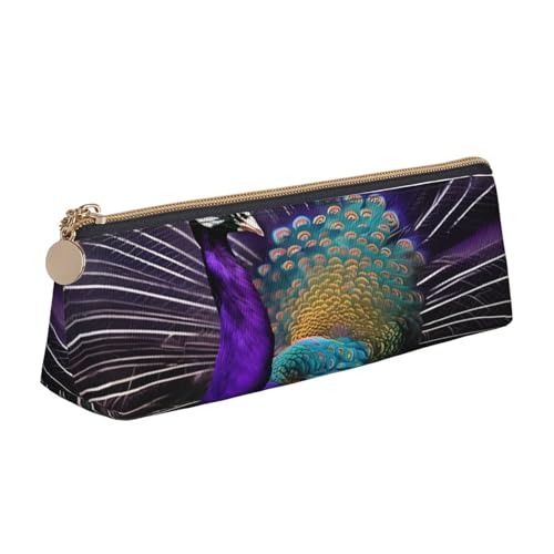 ADAhgu Federmäppchen mit violettem Pfauen-Aufdruck, vielseitig einsetzbar, leicht, mit Reißverschluss, Stiftaufbewahrung, Schule, Studenten von ADAhgu