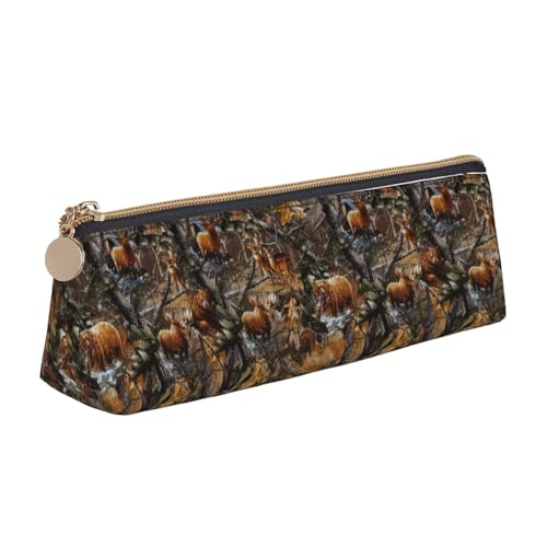 ADAhgu Federmappe mit Hirschmotiv, leicht, mit Reißverschluss, für Schule, Studenten, Elch, Elch, multifunktional von ADAhgu