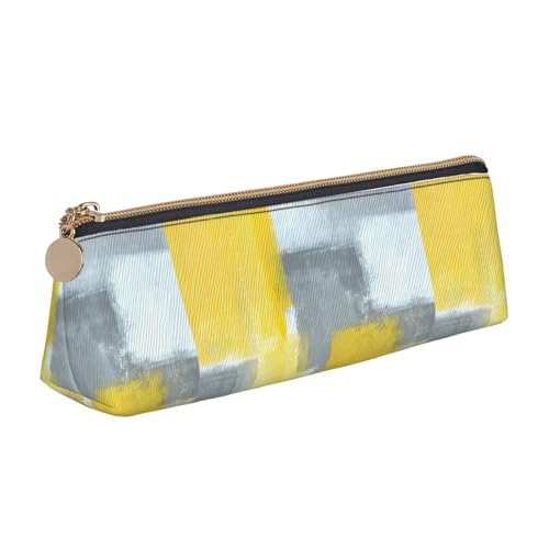 ADAhgu Graues und gelbes abstraktes Kunstgemäldedruck, vielseitig einsetzbar, leicht, Federmäppchen, Tasche, Reißverschluss, Stiftaufbewahrung, Schule, Studenten von ADAhgu