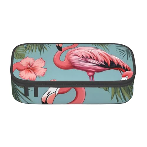 ADAhgu Großes Federmäppchen mit Flamingo-Motiv und Blumenmuster von ADAhgu