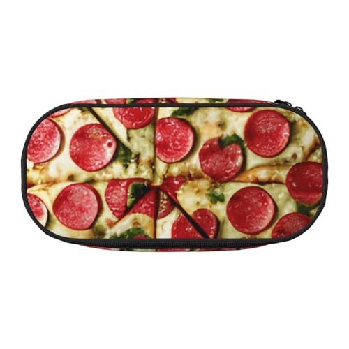 ADAhgu Großes Federmäppchen mit Pizza-Aufdruck, für Schule, Studenten, Reisen, Büro, Schreibwaren, Make-up-Organizer, Schwarz , Einheitsgröße, Taschen-Organizer von ADAhgu