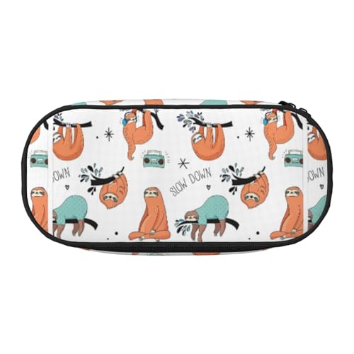 Lustiges Federmäppchen mit niedlichem Tiermotiv und Faultier-Musikdruck, für Schule, Studenten, Reisen, Büro, Schreibwaren, Make-Up-Organizer, Schwarz , Einheitsgröße, Taschen-Organizer von ADAhgu