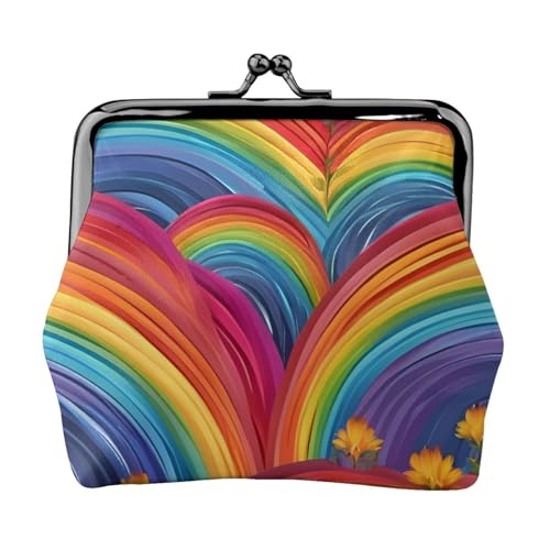 Vielseitige Münzbörse mit buntem Regenbogenstreifen-Druck, exquisite Mini-Geldbörse, niedliches Kleingeldfach für jeden Anlass von ADAhgu